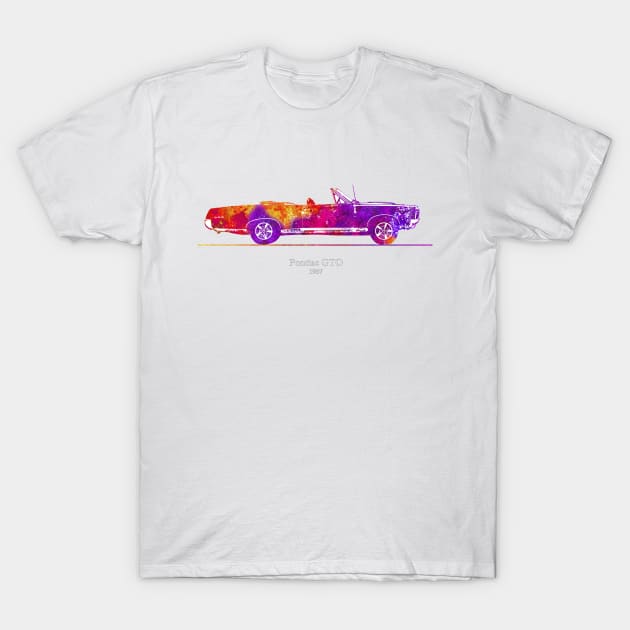 Pontiac GTO convertible 1967 - Colorful Watercolor T-Shirt by SPJE Illustration Photography